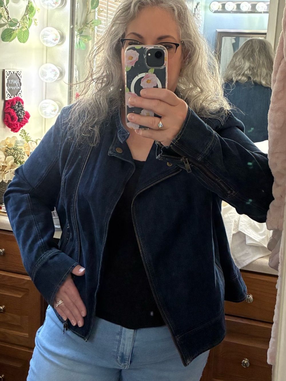 GAP Dark Blue Moto-Style Jean Jacket